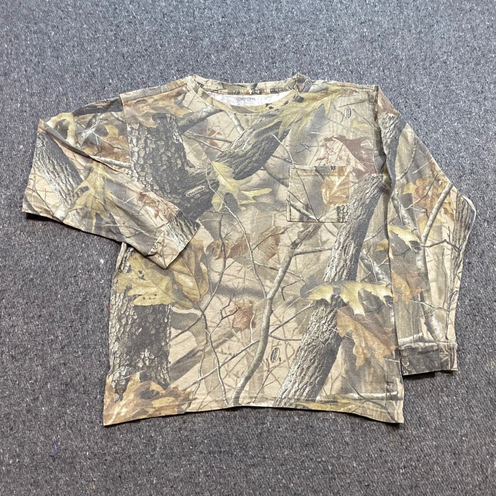 Outfitters Ridge Realtree Camo TShirt Sz XXL Boys Brown Streetwear‎ Pocket Tee